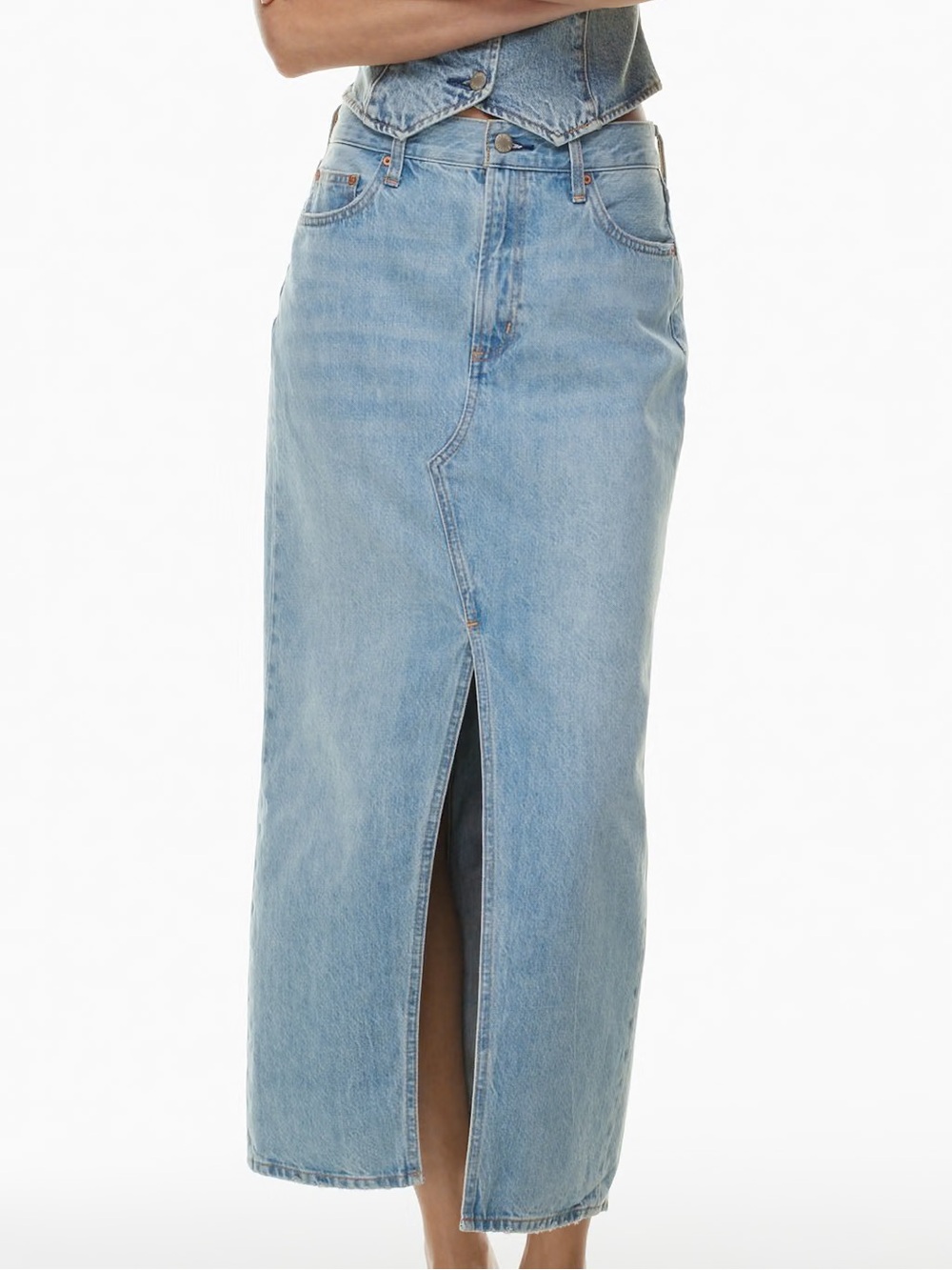 Aritzia Light Blue “The 90s Vintage Denim Maxi Jean Skirt”